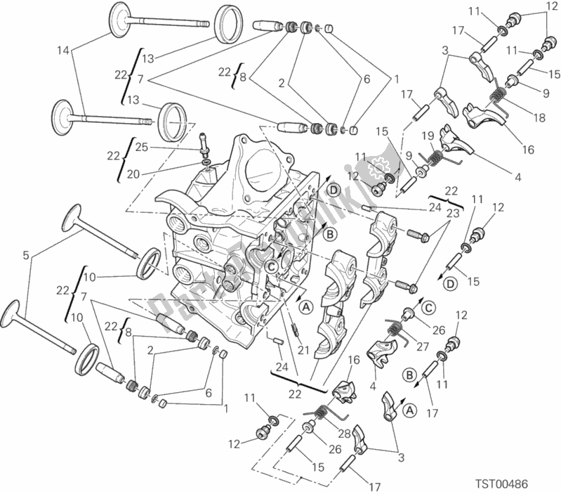 All parts for the Horizontal Head of the Ducati Hypermotard SP 821 2015